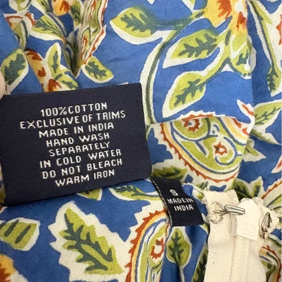 Madison Mathews || Perrin Maxi Dress Open Bsck Block Print Floral Tassels Blue S - Picture 9 of 12